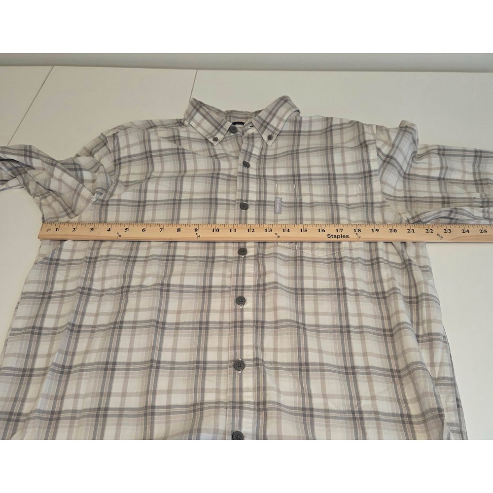 Columbia Mens Plaid Button Down Shirt Long Sleeve Neutral Medium 100% Cotton - Picture 10 of 11